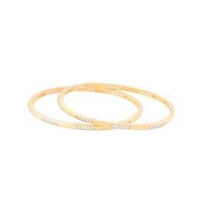 FREIDA ROTHMAN Gold Set Of 2 14kt Gold Plated Glistening Hinge Bangle Bracelets